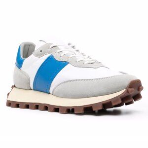 TOD'S 1T Running sneakers low top US 6 white grey blue leather color-block Suede